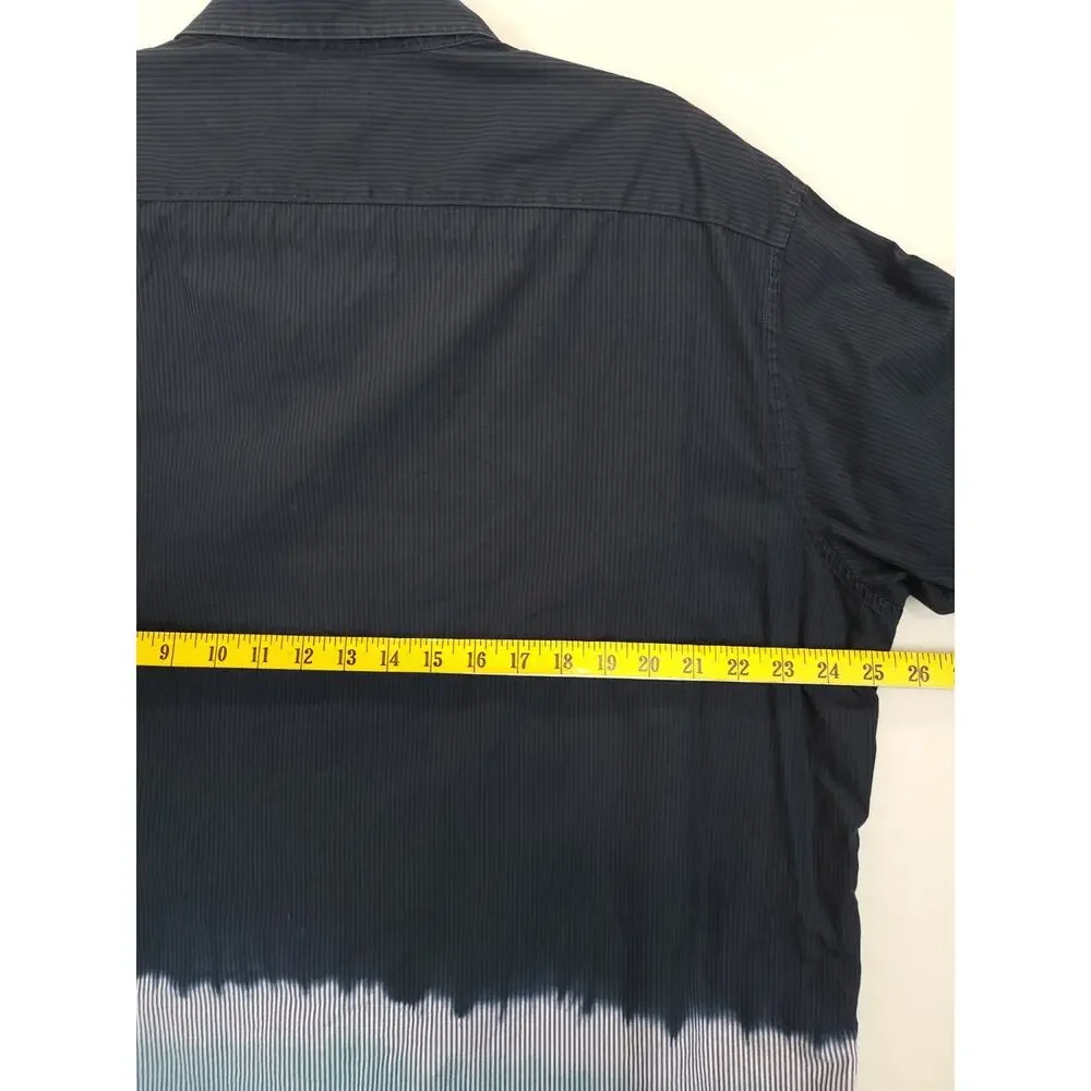 Michael Kors Button Down Shirt Stripe Ombre Men XXL Blue Long Sleeve Casual